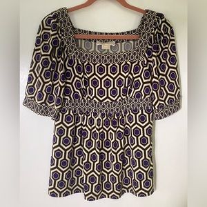 Michael Kors Blouse Multicolor Geometric Design Size S/P stretching fabric.